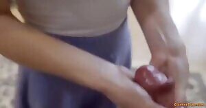 Cumming on her skirt