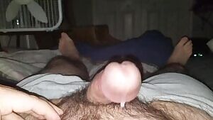 Week of edging ends in accidental cumshot