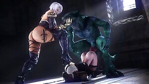 Ivy & 2B with lizardman