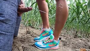 she literally asked me to cum on her sexy legs and new sneakers