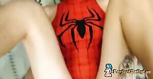 Hot chick getting fucked in her Spider Girl outfit :)