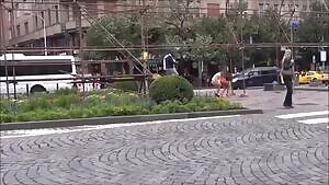 2 Girls bottomless down the public street