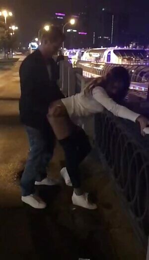 Drunk girl rides a random guy on the street as a dare
