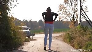 Lexi Dona Pulls Down Her Jeans To Pee As Cars Pass By