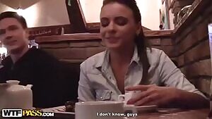 Russian Babe Has a Threesome in a Bathroom Stall