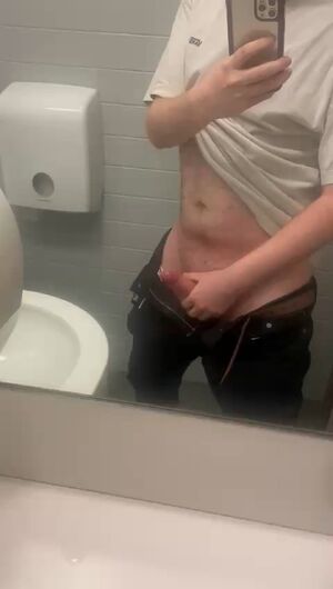 Couldn’t resist stroking in the office bathroom!