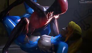 Samus lets a hyperactive alien fuck her