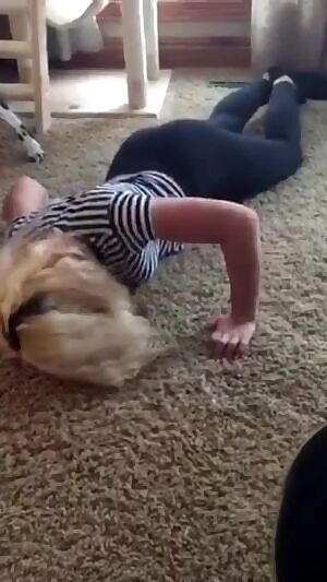 Bubble butt jiggles doing pushups