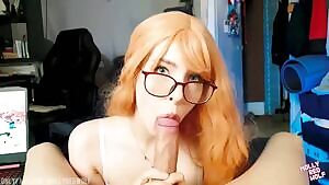Geek girls with dick in mouth look beautiful