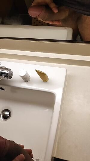 Cumming on the sink