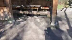 Risky sex in parking corner with a foreign tourist man