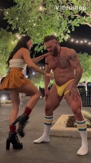 Public Ballbusting: Goddess Sofie cracks her stud’s spuds in the middle of downtown.
