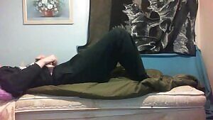 Peeling off heavy clothes to reveal soft body