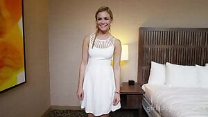 Blonde slut takes it all off