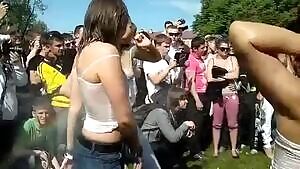 Tits out at Russian wet T-shirt contest
