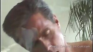 Peter North unloads gobs of thick salty ball snot into Stacey Valentine's cute cheating mouth