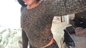 Sweater weather means no bra 😜