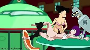 Amy & Bender having fun with Leela