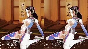 D.va hands free cumming in cardboard 3D