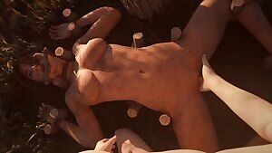 Lara Croft tied down and fingering