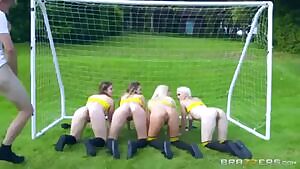 Michelle Thorne in big boobs football team