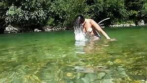 The cold river made my nipples swell 💦