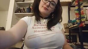 Let me tell you exactly how to cum. Maybe all over my huge, pale tits? Only if you're a good boy.