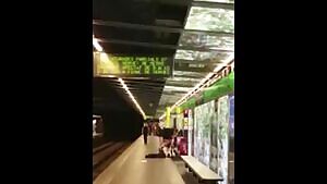 Couple having sex at a metro station in Barcelona in front of pretty much everyone