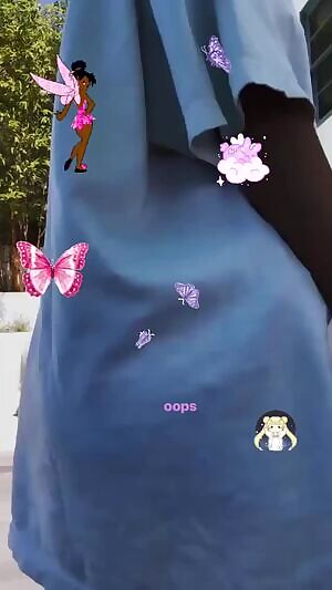 Mathilde teasing, lifting her t-shirt