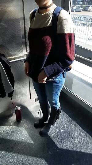 Nervous reveal on the parking garage elevator