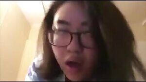 Amateur Asian Taking a Big Dick and Eye Rolling