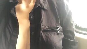Flashing tits in a crowded train