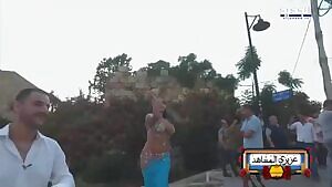 Sexy Elissar belly dancing in public