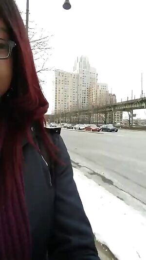 Sneak peak while walking