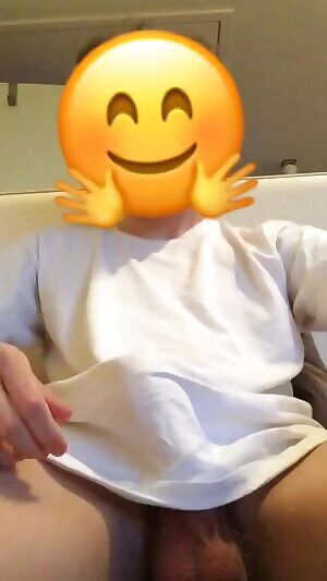 White boy in white shirt jerking white dick