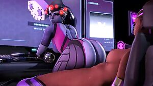 Widowmaker bouncing on Sombra's cock