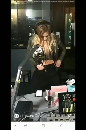 Slutty Girl Testing Sex toy Vibrations On Radio
