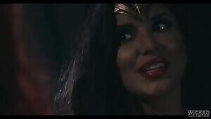 In Costume Lesbian Scene with Charlotte Stokely & Romi Rain as Batwoman and Wonder Woman