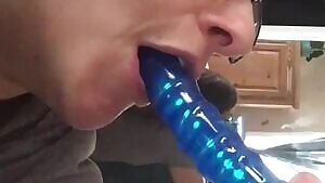 Nice tongue action by wife with dildo in her throat