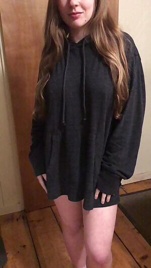 Whatever could be under this baggy sweatshirt?