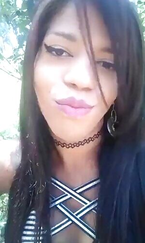 Ebony babe jerks her massive meatpole