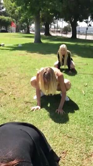 Playing leapfrog in the park with a nice surprise at the end