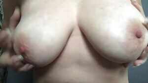 Giving my big tits a massage using my nails