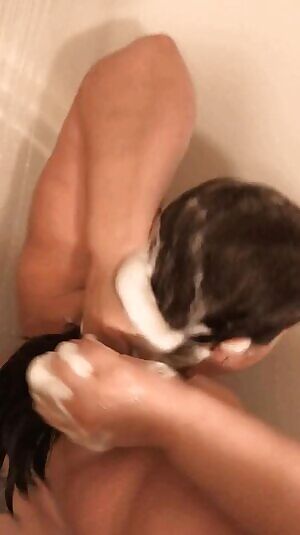 Wife/KH washing hair.