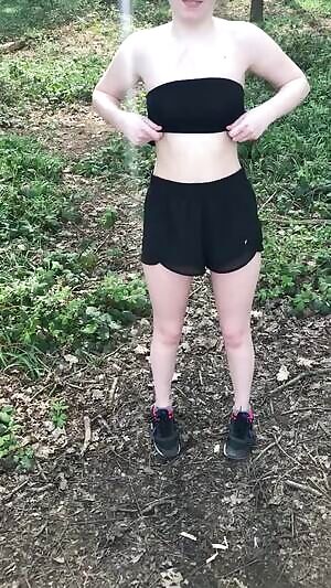 Getting my tits out in the woods