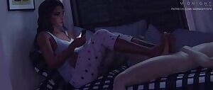 Pharah playing with her phone and a dick