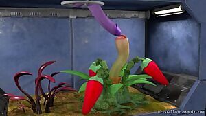 futanari elf get blowjob by tentacle-flower 