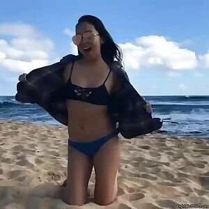 having fun at the beach