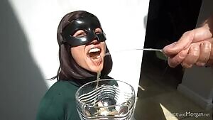 Piss drinking in slow motion