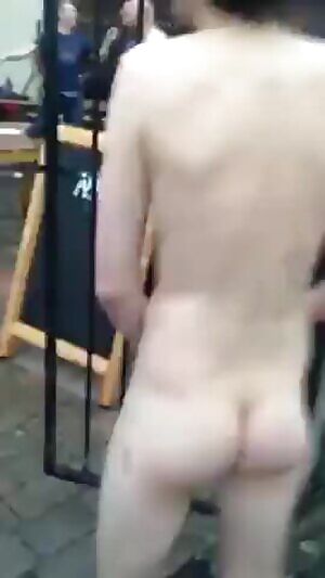 Naked fun outside the pub